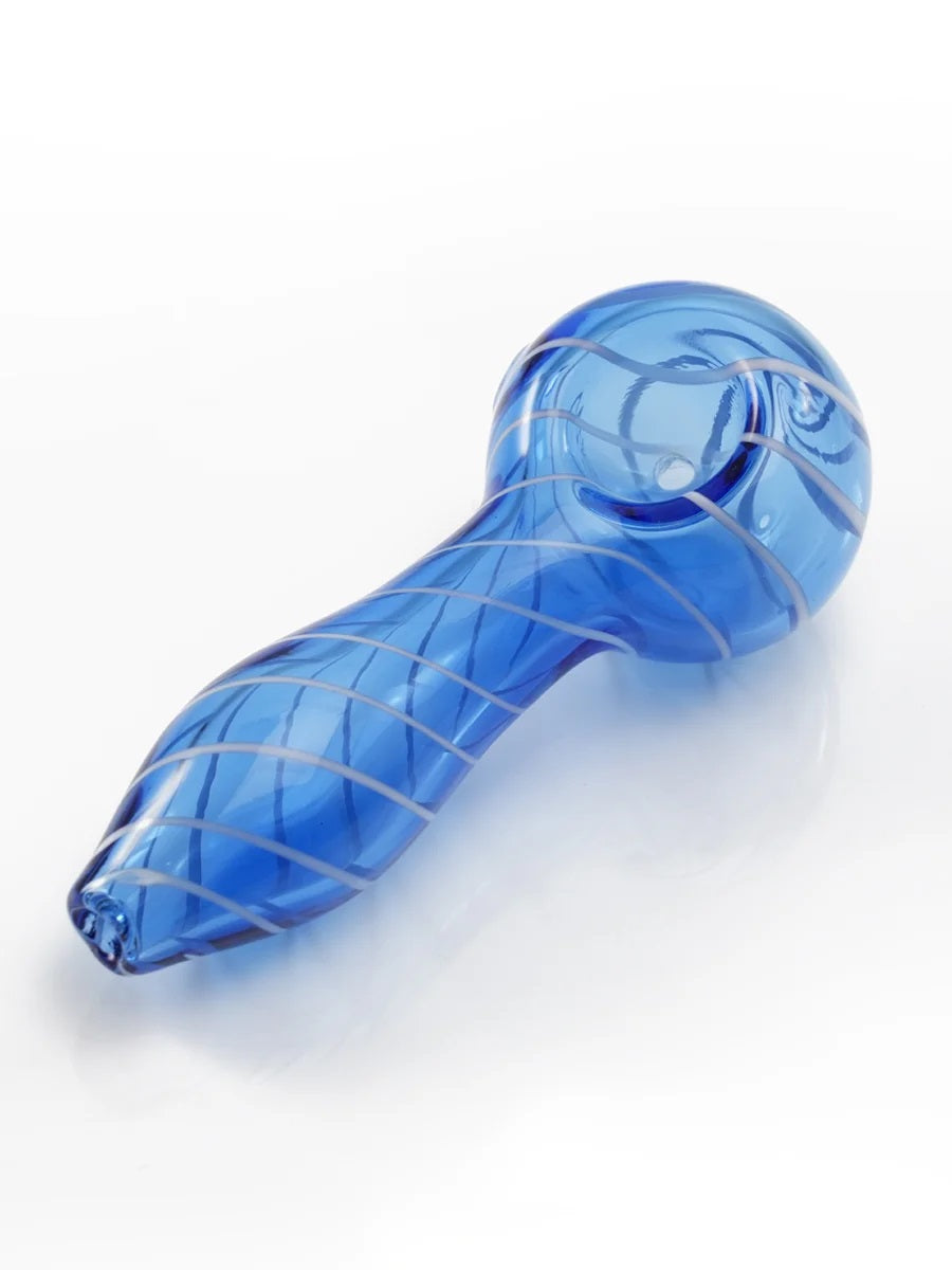 striped glass spoon pipe blue