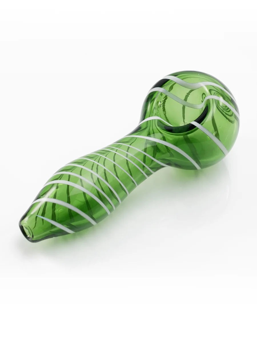 striped glass spoon pipe green