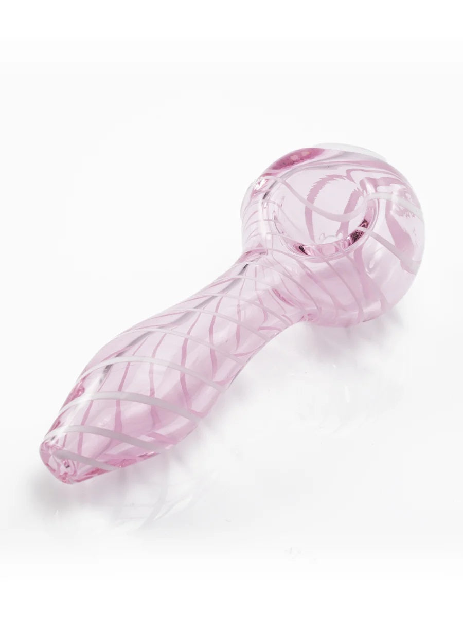 striped glass spoon pipe pink