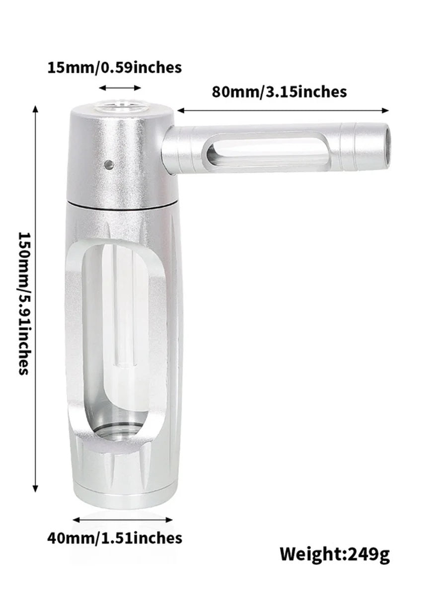 Aluminum and Glass Bubbler Pipe Silver